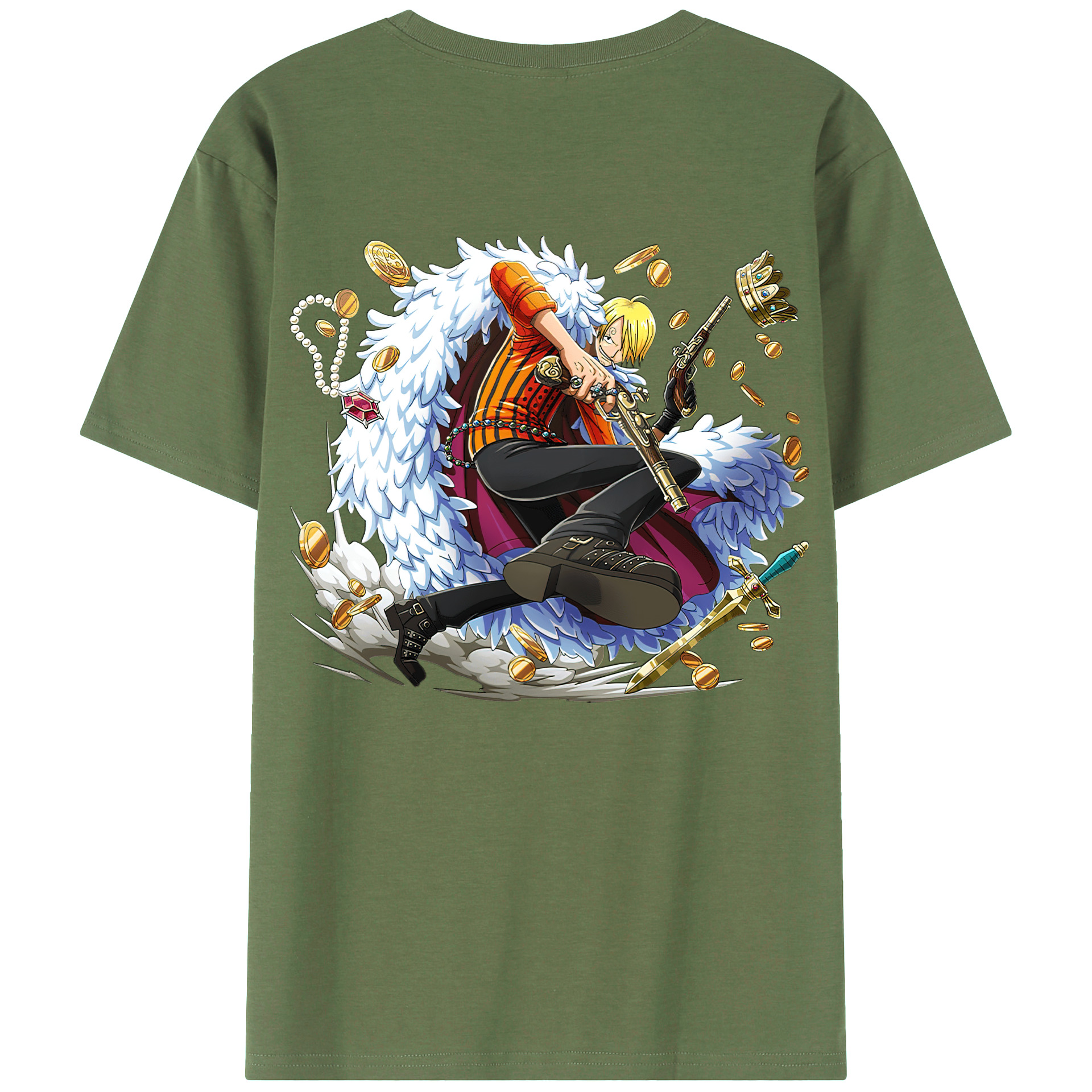（画像用） ワンピース サンジ ONE PIECE Sanji 綿100％ メンズ半袖Tシャツ（バックプリント） 通気性
